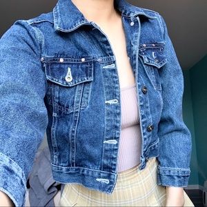 Cropped Embellished Denim Jean Jacket